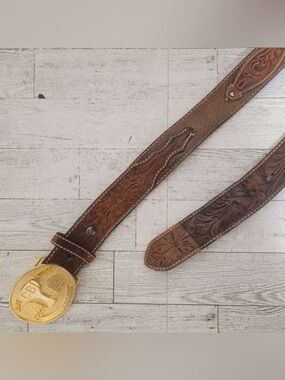 Men's Ariat Western Brown Leather Mini Concho Cowboy Belt Size 38